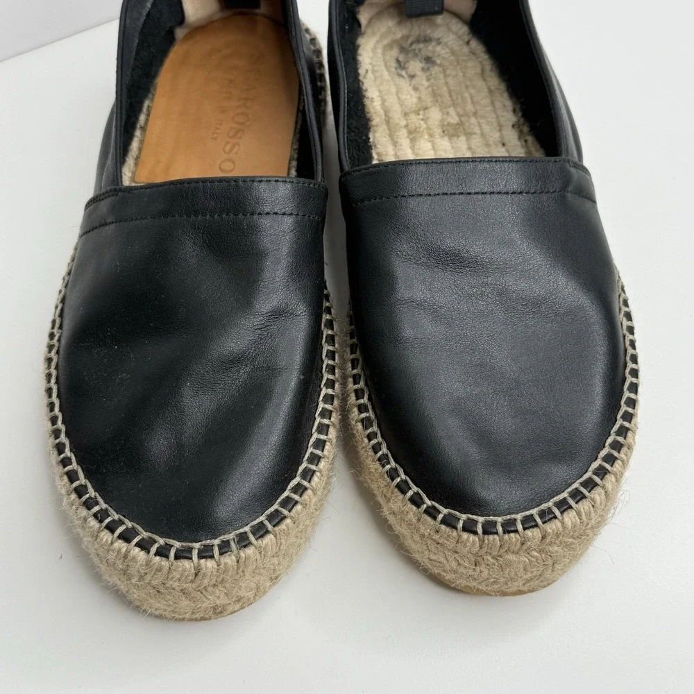 Scarosso Black Leather Espadrilles Size 36‎ (US 6) Minimalist Casual Resort
